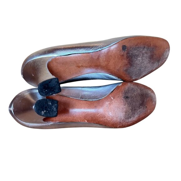 Vintage Hill and Dale Metallic Silver Pinup Jeweled Pumps 5.5 N USA - Picture 8 of 9